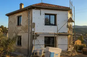 Rehabilitación energética de una casa antigua en el Vallès Occidental con aislamiento de fachada por el exterior y ventanas nuevas de altas prestaciones