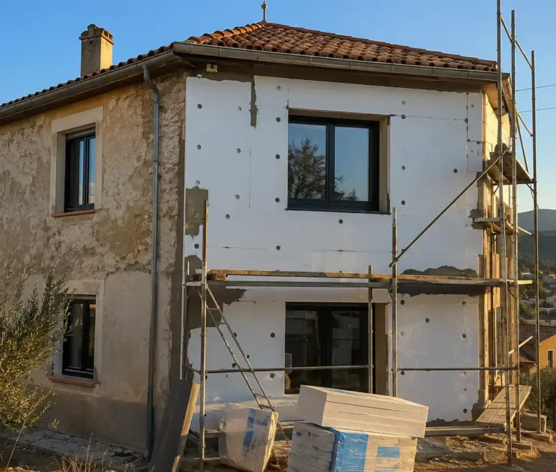 Rehabilitación energética de una casa antigua en el Vallès Occidental con aislamiento de fachada por el exterior y ventanas nuevas de altas prestaciones